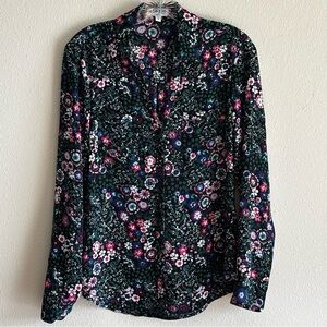 EUC Express Women's Floral Portofino Shirt - Black, Pink, Teal Size SP